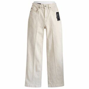 Kenneth Cole Wide Leg High Rise Ecru Stretch Jeans Sz8